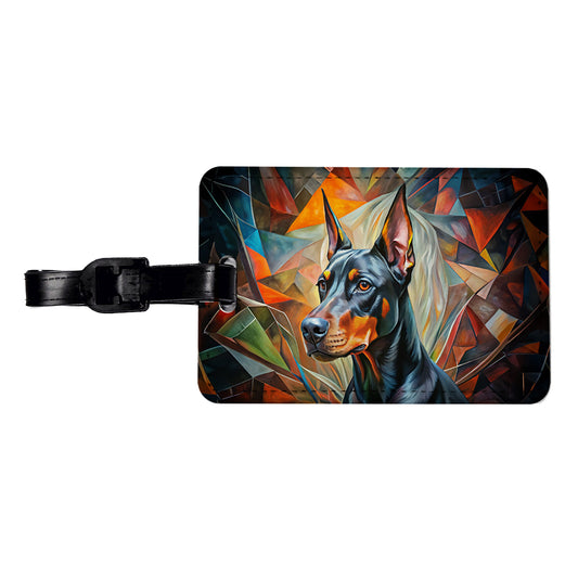Doberman Pinscher Dog Abstract Art Travel Faux Leather Luggage Tag