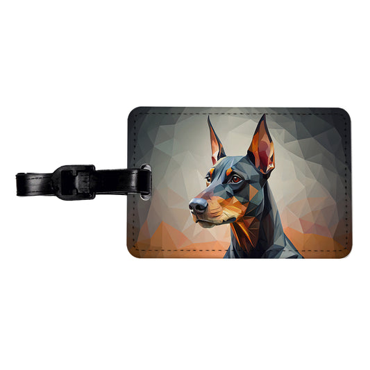 Doberman Pinscher Dog Abstract Stylized Art Travel Faux Leather Luggage Tag