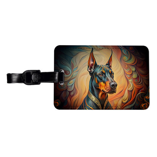 Doberman Pinscher Dog Art Nouveau Travel Faux Leather Luggage Tag