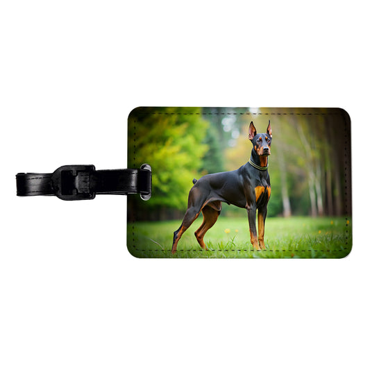 Doberman Pinscher Dog Photo Travel Faux Leather Luggage Tag