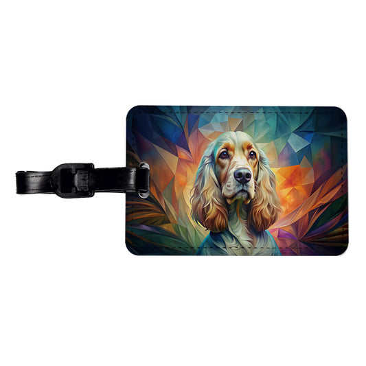 English Cocker Spaniel Dog Abstract Art Travel Faux Leather Luggage Tag