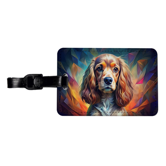 English Cocker Spaniel Dog Abstract Stylized Art Travel Faux Leather Luggage Tag