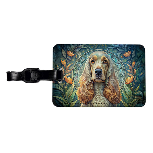 English Cocker Spaniel Dog Art Nouveau Travel Faux Leather Luggage Tag