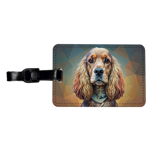 English Cocker Spaniel Dog Contemporary Art Travel Faux Leather Luggage Tag