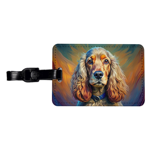 English Cocker Spaniel Dog Expressionism Art Travel Faux Leather Luggage Tag