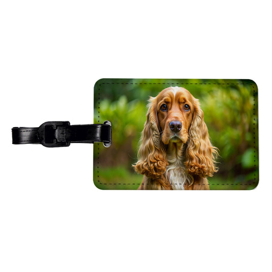 English Cocker Spaniel Dog Photo Travel Faux Leather Luggage Tag