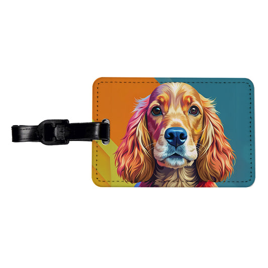 English Cocker Spaniel Dog Pop Art Travel Faux Leather Luggage Tag