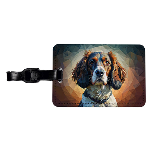 English Springer Spaniel Dog Abstract Stylized Art Travel Faux Leather Luggage Tag