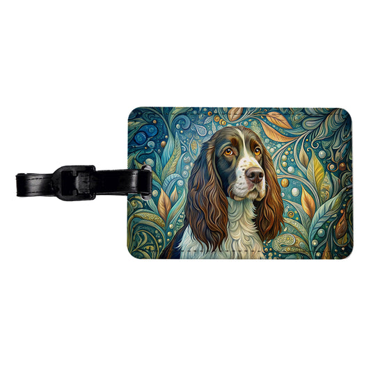 English Springer Spaniel Dog Art Nouveau Travel Faux Leather Luggage Tag