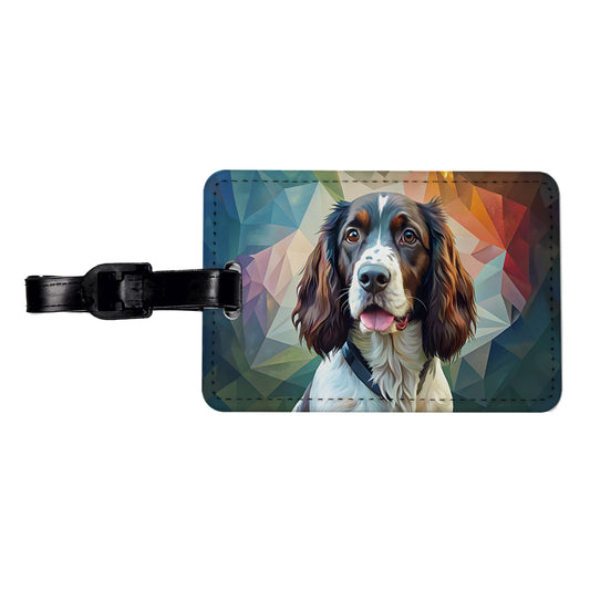 English Springer Spaniel Dog Contemporary Art Travel Faux Leather Luggage Tag