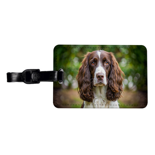 English Springer Spaniel Dog Photo Travel Faux Leather Luggage Tag