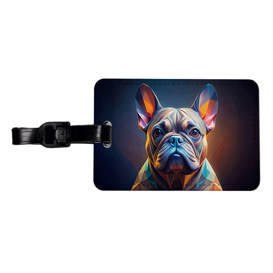 French Bulldog Frenchie Dog Abstract Stylized Art Travel Faux Leather Luggage Tag