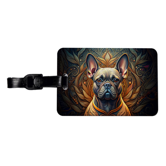 French Bulldog Frenchie Dog Art Nouveau Travel Faux Leather Luggage Tag