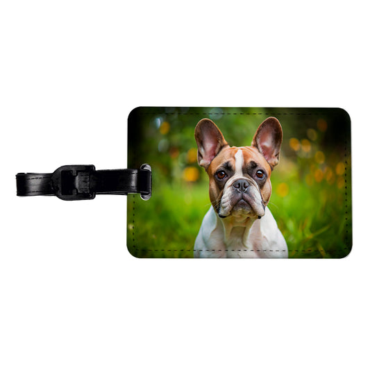 French Bulldog Frenchie Dog Photo Travel Faux Leather Luggage Tag