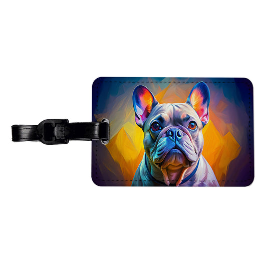French Bulldog Frenchie Dog Pop Art Travel Faux Leather Luggage Tag