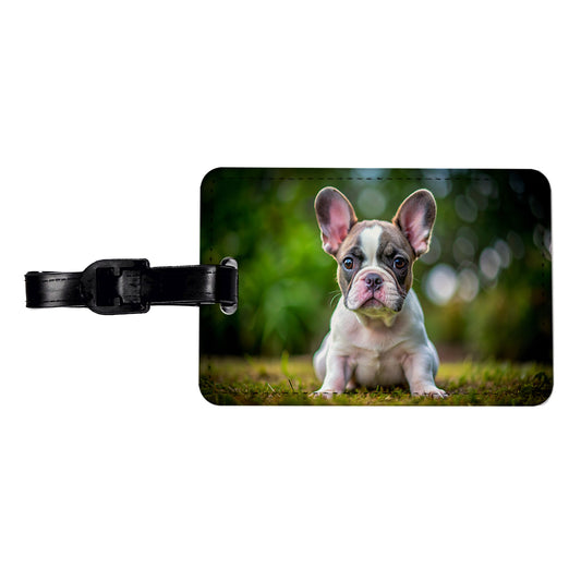 French Bulldog Frenchie Dog Puppy Photo Travel Faux Leather Luggage Tag