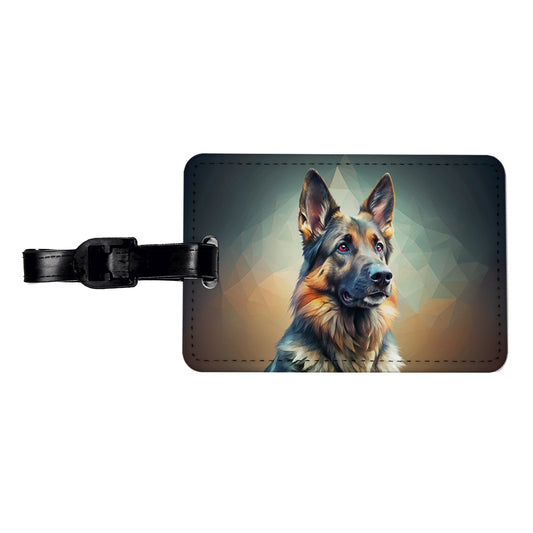 German Shepherd Dog Contemporary Art Travel Faux Leather Luggage Tag