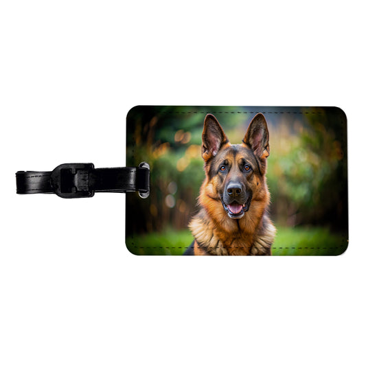 German Shepherd Dog Photo Travel Faux Leather Luggage Tag