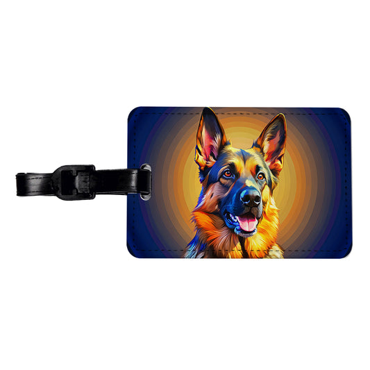 German Shepherd Dog Pop Art Travel Faux Leather Luggage Tag