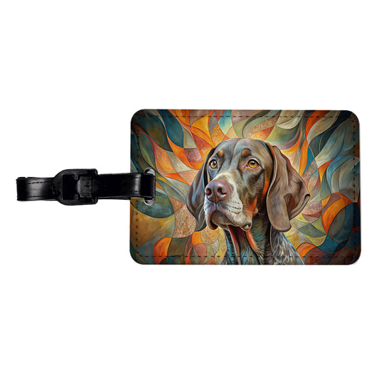 German Shorthaired Pointer Dog Abstract Art Travel Faux Leather Luggage Tag