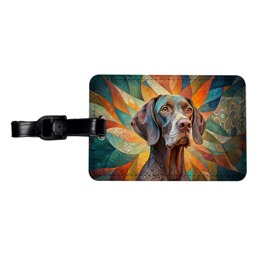 German Shorthaired Pointer Dog Abstract Stylized Art Travel Faux Leather Luggage Tag