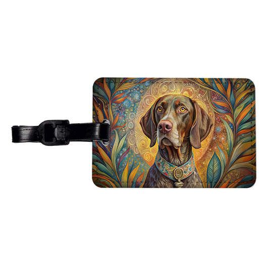 German Shorthaired Pointer Dog Bohemian Art Travel Faux Leather Luggage Tag