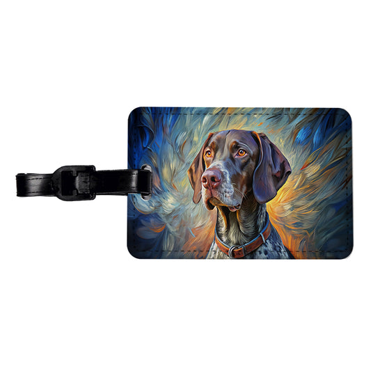 German Shorthaired Pointer Dog Expressionism Art Travel Faux Leather Luggage Tag