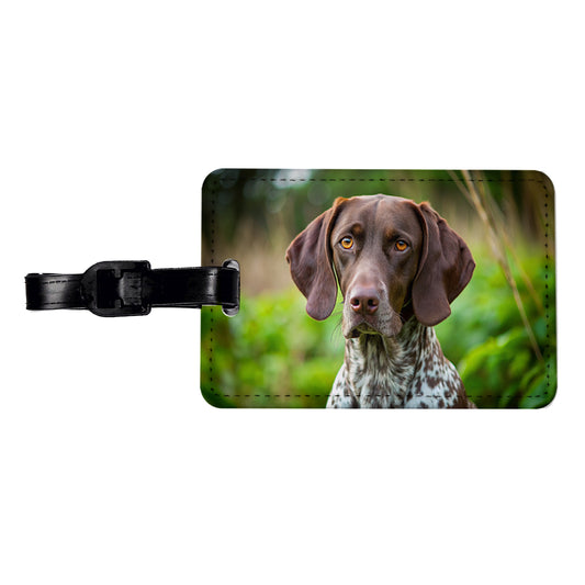 German Shorthaired Pointer Dog Photo Travel Faux Leather Luggage Tag