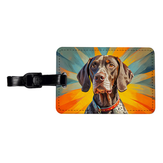 German Shorthaired Pointer Dog Pop Art Travel Faux Leather Luggage Tag