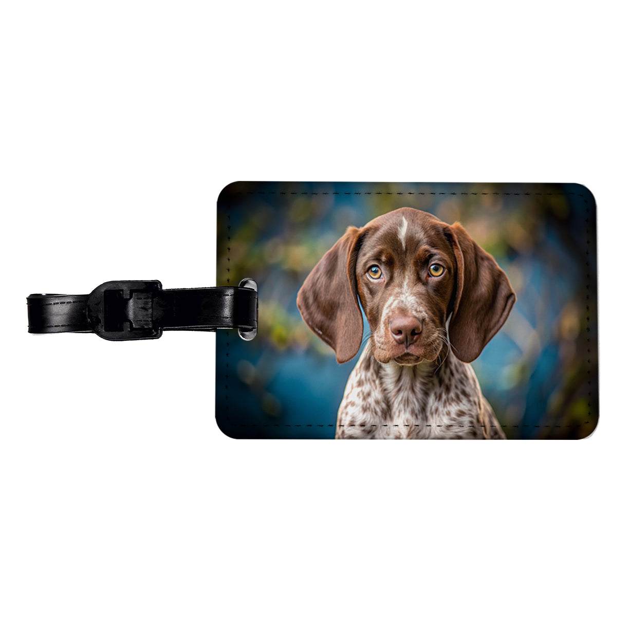 German Shorthaired Pointer Dog Puppy Photo Travel Faux Leather Luggage Tag