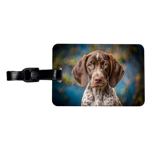 German Shorthaired Pointer Dog Puppy Photo Travel Faux Leather Luggage Tag