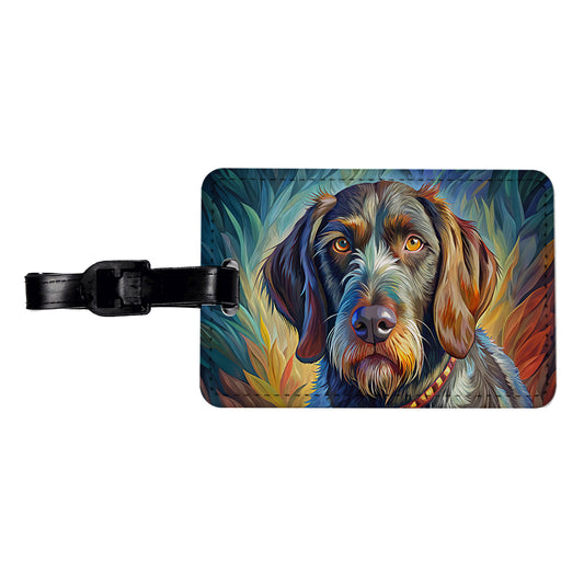 German Wirehaired Pointer Dog Pop Art Travel Faux Leather Luggage Tag