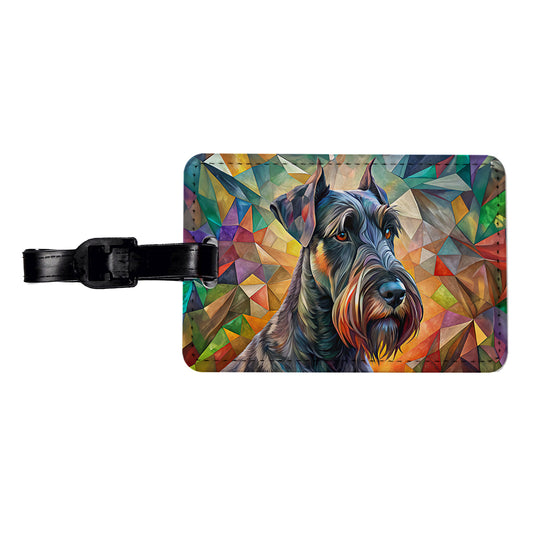 Giant Schnauzer Dog Abstract Art Travel Faux Leather Luggage Tag
