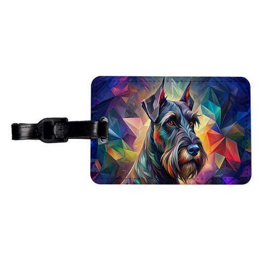 Giant Schnauzer Dog Abstract Stylized Art Travel Faux Leather Luggage Tag