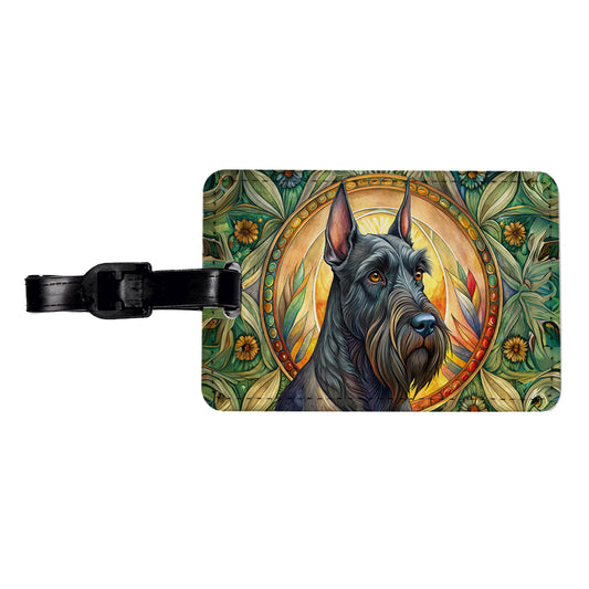 Giant Schnauzer Dog Art Nouveau Travel Faux Leather Luggage Tag