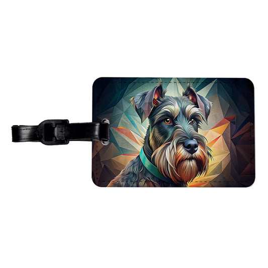 Giant Schnauzer Dog Contemporary Art Travel Faux Leather Luggage Tag