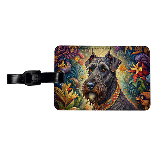 Giant Schnauzer Dog French Bohemian Art Travel Faux Leather Luggage Tag