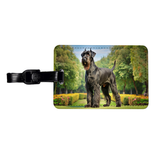 Giant Schnauzer Dog Photo Travel Faux Leather Luggage Tag