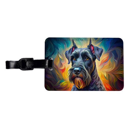 Giant Schnauzer Dog Pop Art Travel Faux Leather Luggage Tag