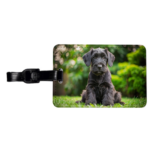 Giant Schnauzer Dog Puppy Photo Travel Faux Leather Luggage Tag