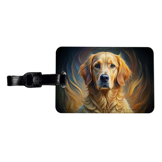 Golden Retriever Dog Abstract Stylized Art Travel Faux Leather Luggage Tag