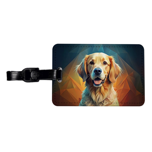 Golden Retriever Dog Contemporary Art Travel Faux Leather Luggage Tag