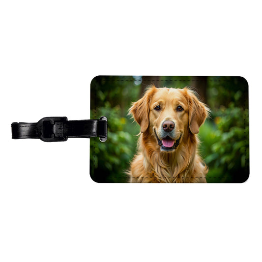 Golden Retriever Dog Photo Travel Faux Leather Luggage Tag