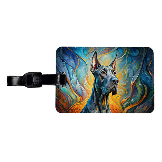 Great Dane Dog Abstract Art Travel Faux Leather Luggage Tag