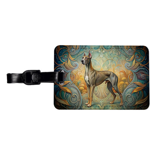 Great Dane Dog Art Nouveau Travel Faux Leather Luggage Tag