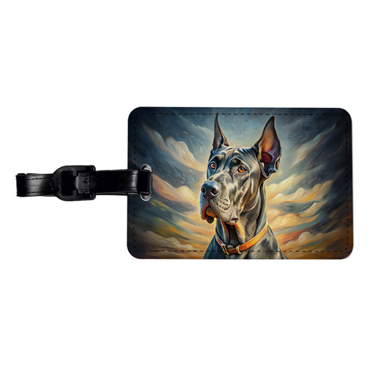 Great Dane Dog Expressionism Art Travel Faux Leather Luggage Tag