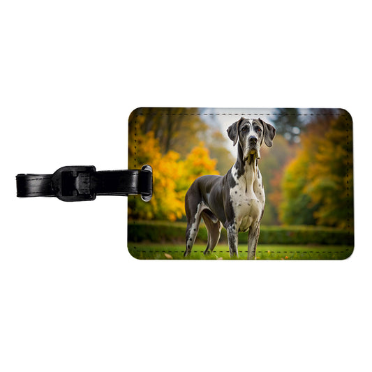 Great Dane Dog Photo Travel Faux Leather Luggage Tag
