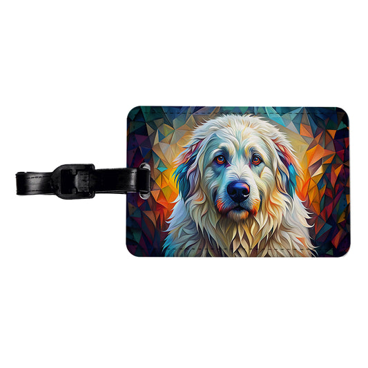 Great Pyrenees Dog Abstract Stylized Art Travel Faux Leather Luggage Tag