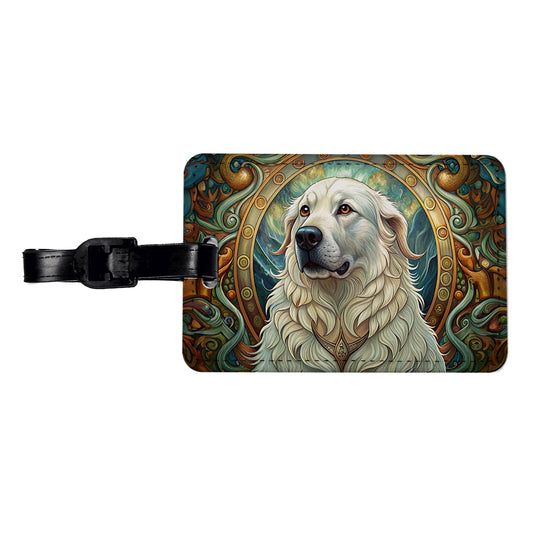 Great Pyrenees Dog Art Nouveau Travel Faux Leather Luggage Tag