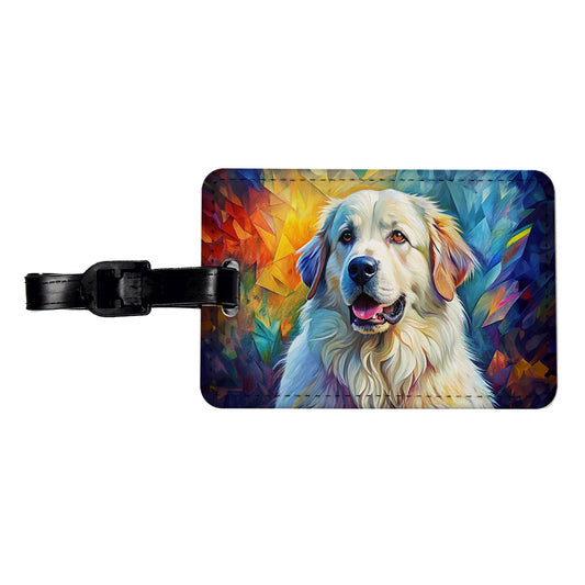 Great Pyrenees Dog Contemporary Art Travel Faux Leather Luggage Tag